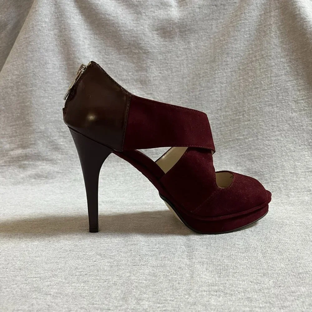 MICHAEL Michael Kors Burgundy Suede/Leather Heels, Never worn. Size 7 - Picture 7 of 12
